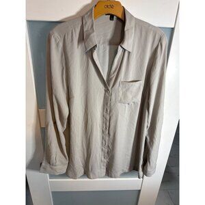 Ache Brand Womens Light Gray Long Sleeve Button-Up Blouse Pocket Size M   21-64